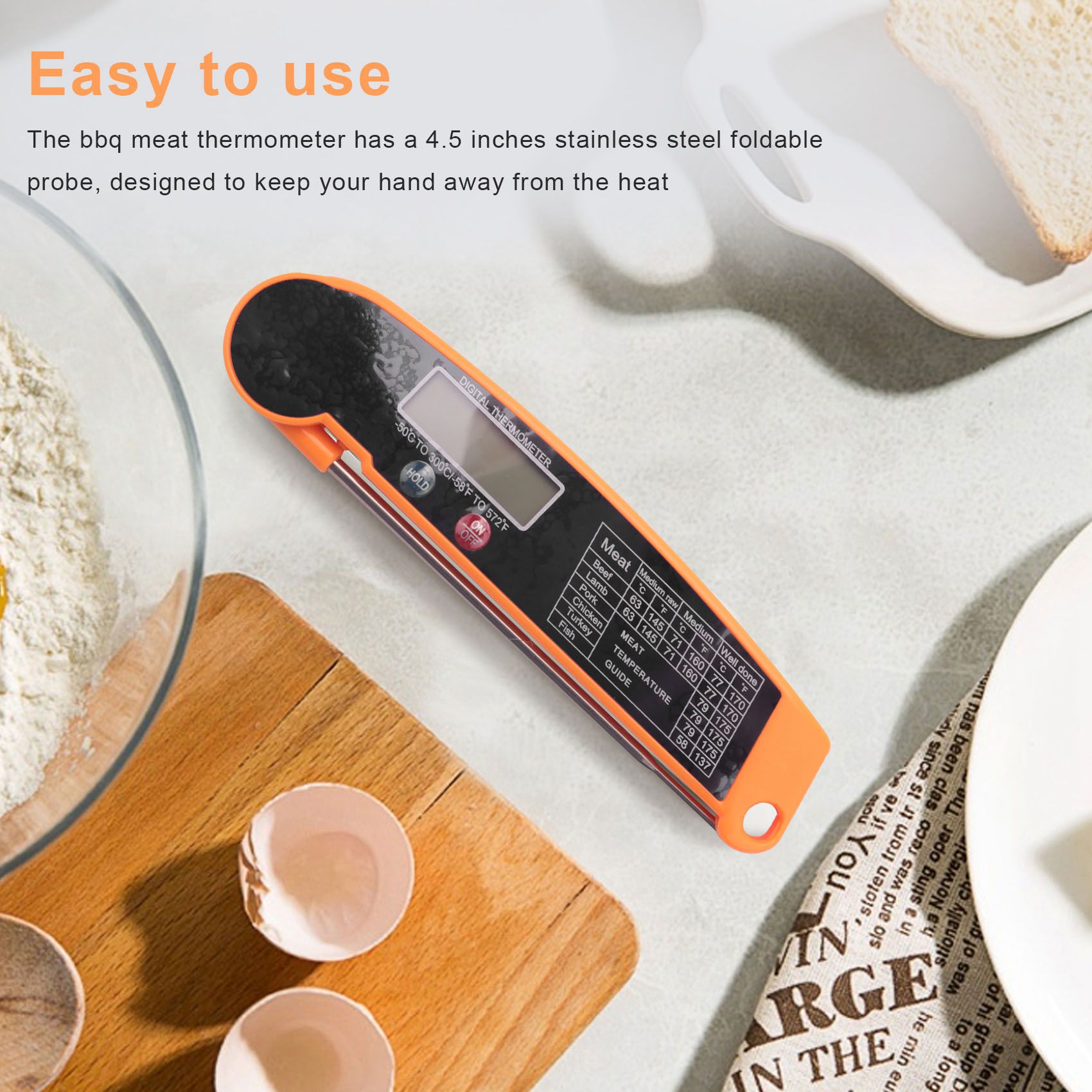 Instant Read Thermometer - ABMI-Digital Sofortables-Mischthermometer mit hochpräzisem Temperaturfühler, elektrisches