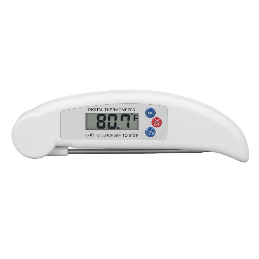 Instant Read Thermometer - ABS Edelstahl Digitales Lebensmittelthermometer Weiß-Rot Schnelle
