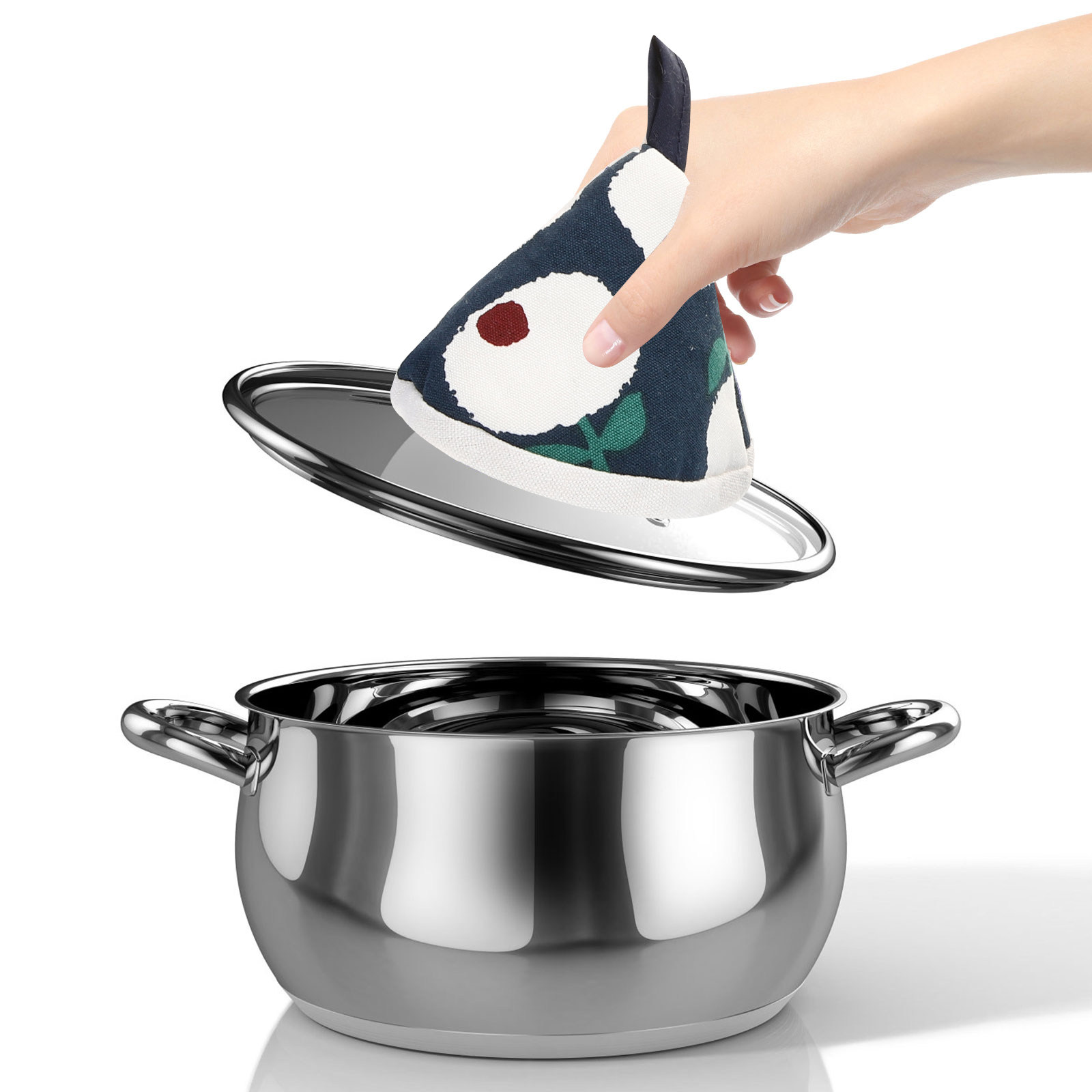 Kitchen Gadgets Ideas - 4 Stück Dreieckige Topfdeckelgriff-Abdeckung, Wärmeisolierte Baumwoll-Handschuhe,