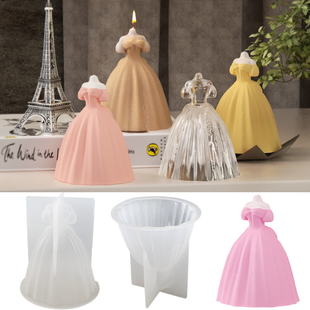 Kitchen Gadgets For Mom - Hübsches Prinzessinnenkleid, Silikon-Kerzenform, weibliches Abendkleid, Malerei,