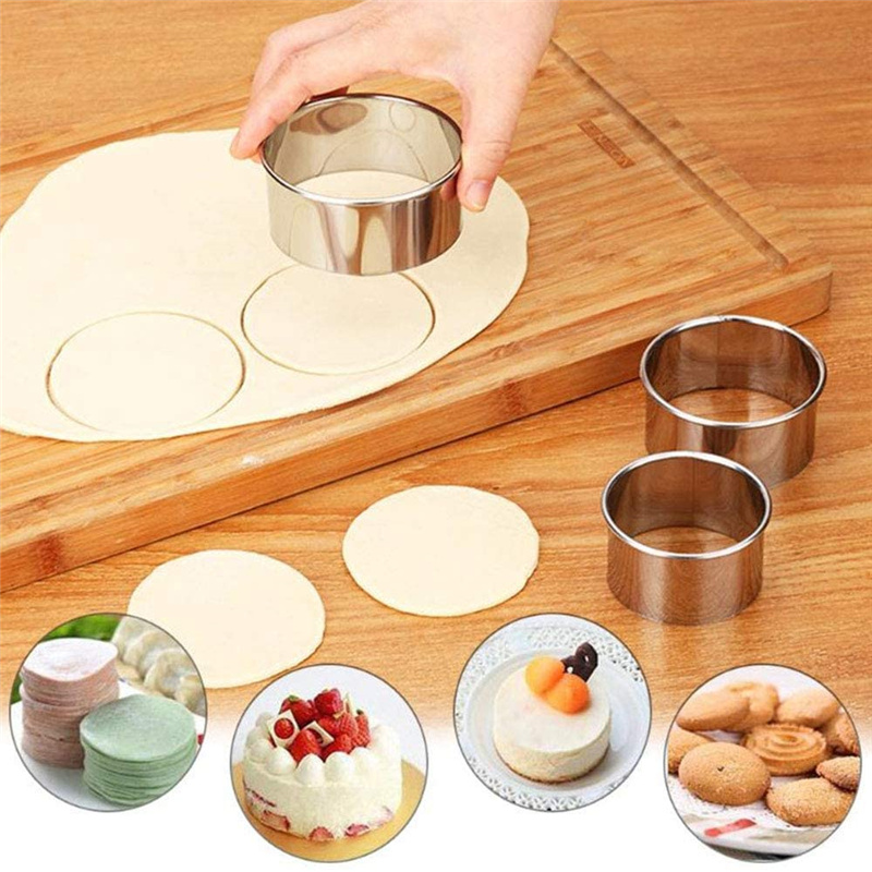 Kitchen Gadgets Cutting Tools - 5-teiliges Set Runde Edelstahl-Keksformen Teigschnittformen DIY