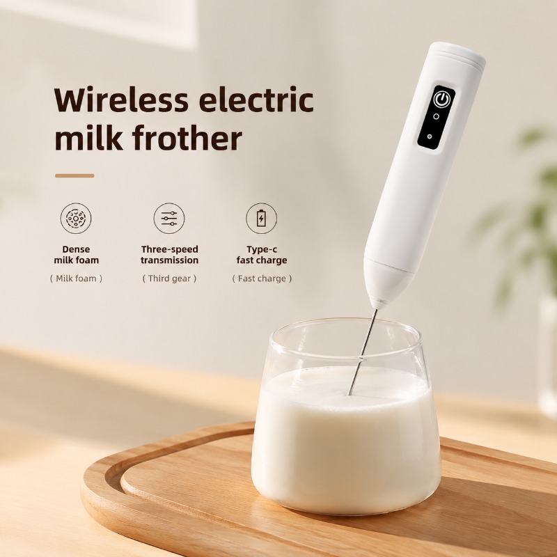 Kitchen Gadgets And Appliances - Elektrischer Milchaufschäumer + Eierschläger Kabellos mit