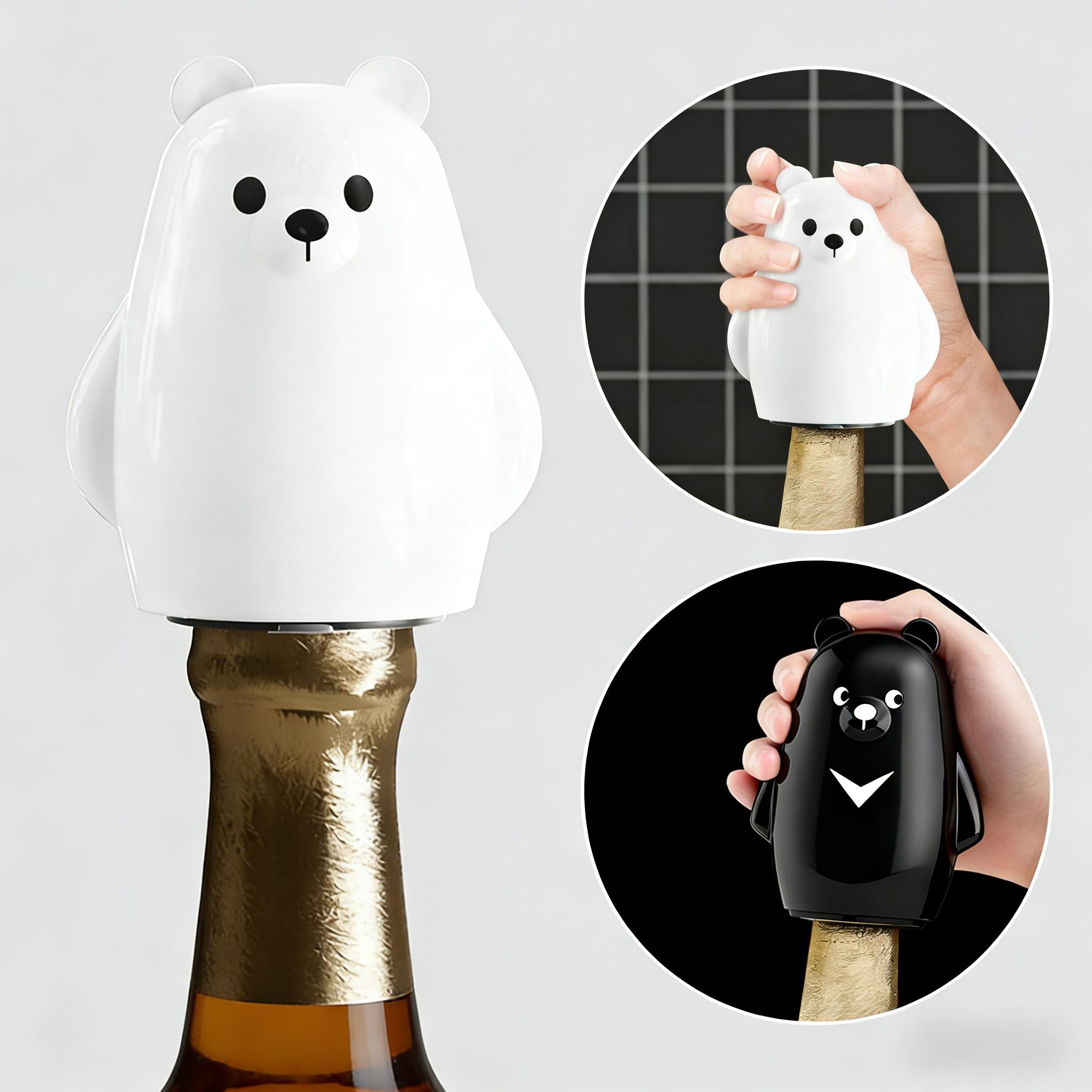 Kitchen Gadgets Ideas - Niedlicher Schwarz-Weiß-Bär-Flaschenöffner in Tierform, Bierdeckelöffner, einzigartiges